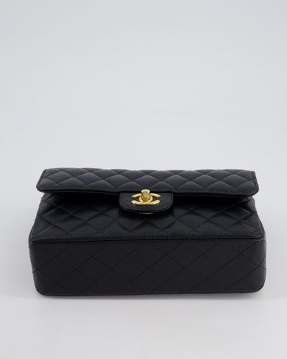 Chanel Black Small Classic Double Flap Bag in Caviar Leather with Gold Hardware
