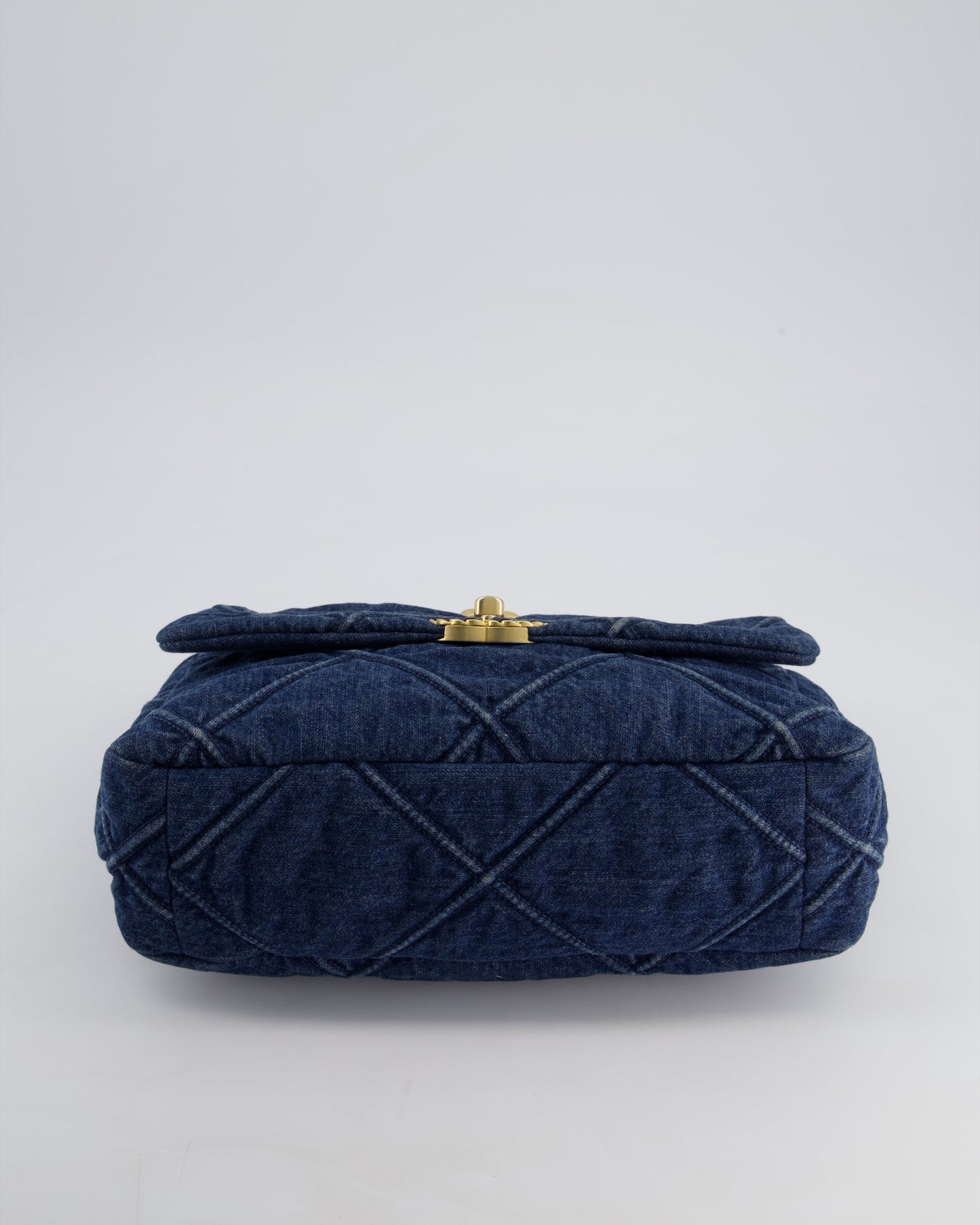 Chanel Blue Large 19 Bag in Quilted Denim with Mixed Hardware