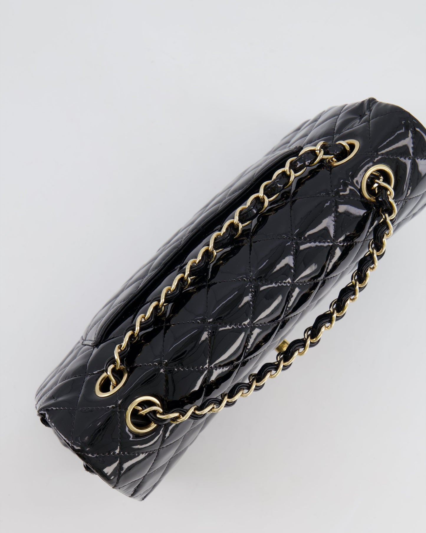 Chanel Black Medium Classic Double Flap Bag in Patent Leather with Gold Hardware