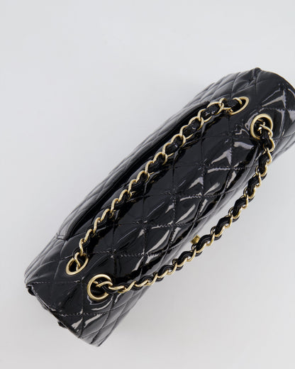 Chanel Black Medium Classic Double Flap Bag in Patent Leather with Gold Hardware