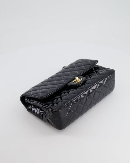 Chanel Black Medium Classic Double Flap Bag in Patent Leather with Gold Hardware