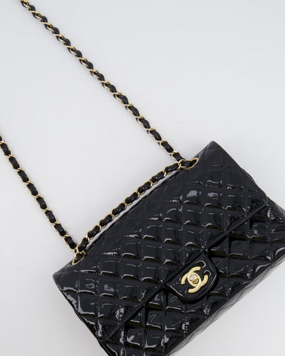 Chanel Black Medium Classic Double Flap Bag in Patent Leather with Gold Hardware