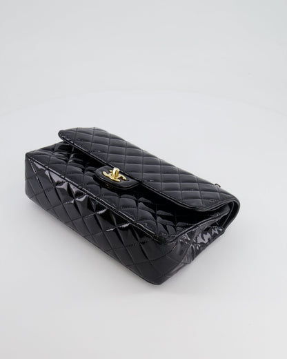 Chanel Black Medium Classic Double Flap Bag in Patent Leather with Gold Hardware