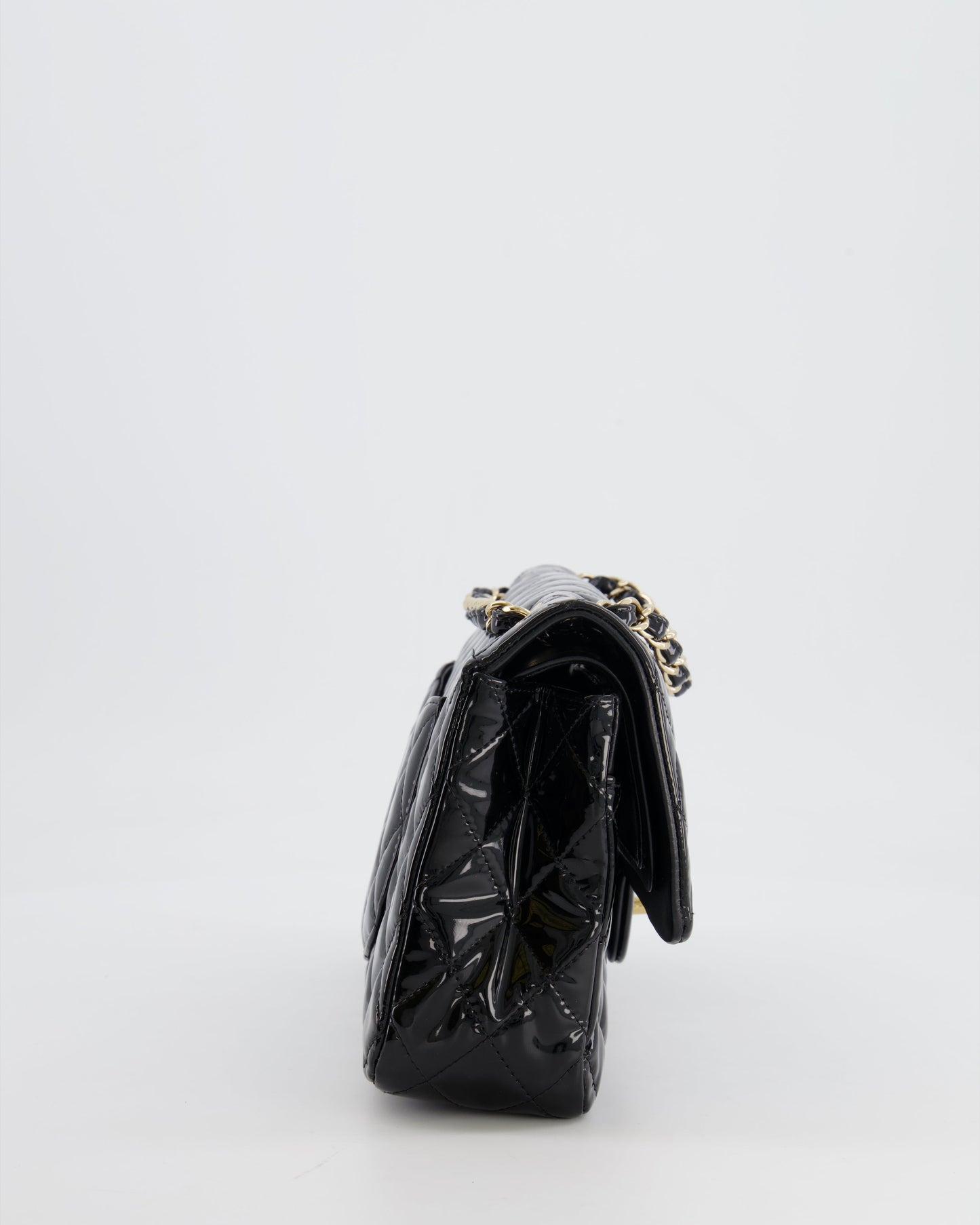 Chanel Black Medium Classic Double Flap Bag in Patent Leather with Gold Hardware