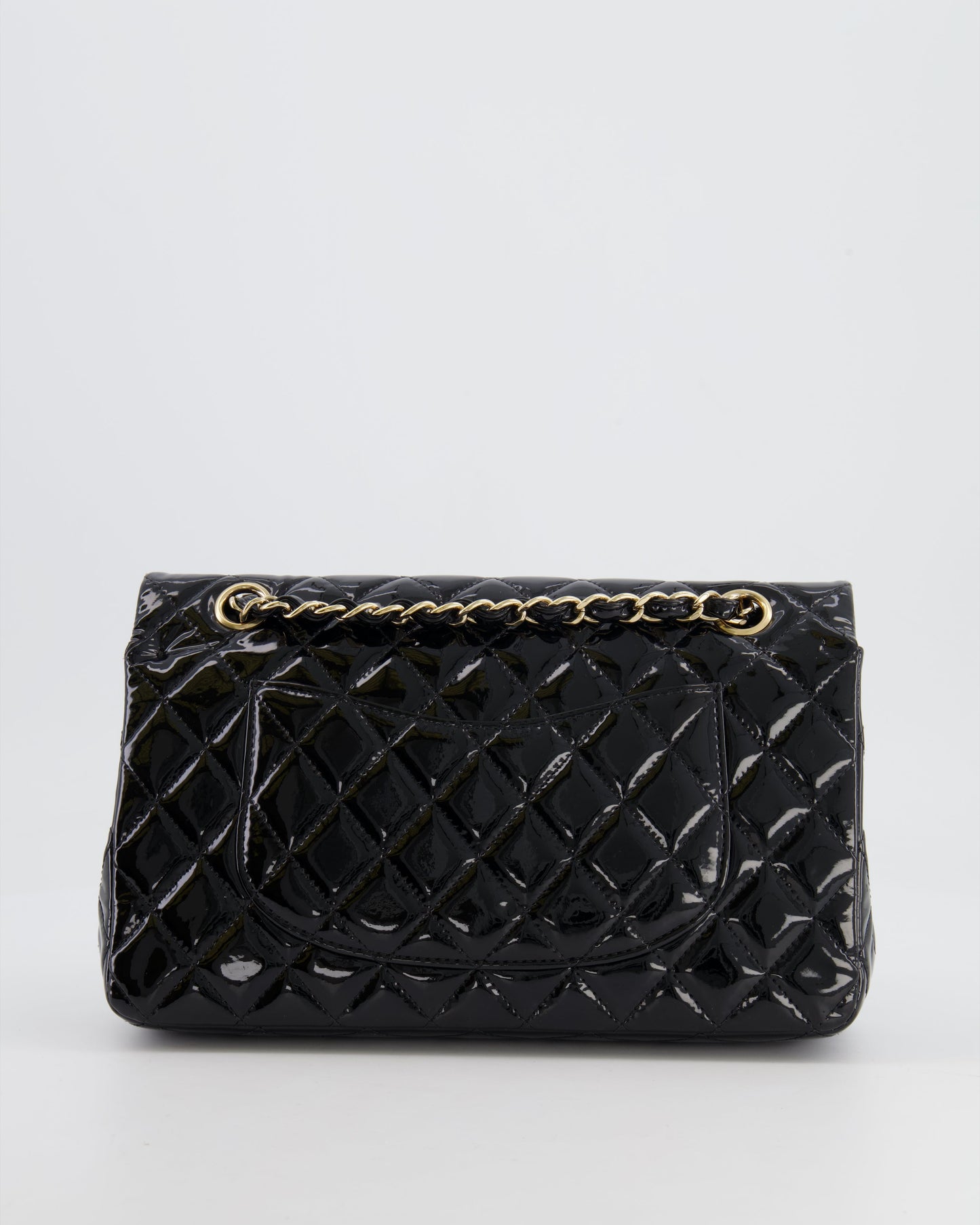 Chanel Black Medium Classic Double Flap Bag in Patent Leather with Gold Hardware