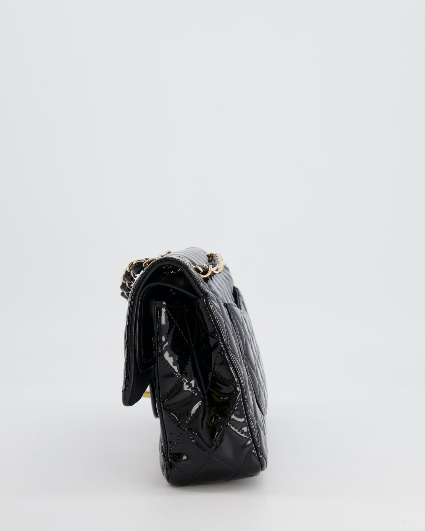 Chanel Black Medium Classic Double Flap Bag in Patent Leather with Gold Hardware