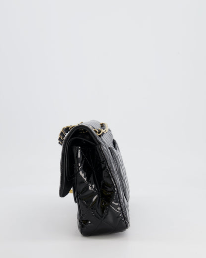 Chanel Black Medium Classic Double Flap Bag in Patent Leather with Gold Hardware
