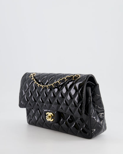 Chanel Black Medium Classic Double Flap Bag in Patent Leather with Gold Hardware