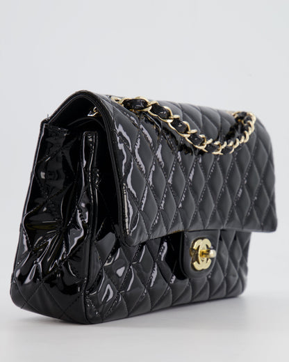 Chanel Black Medium Classic Double Flap Bag in Patent Leather with Gold Hardware