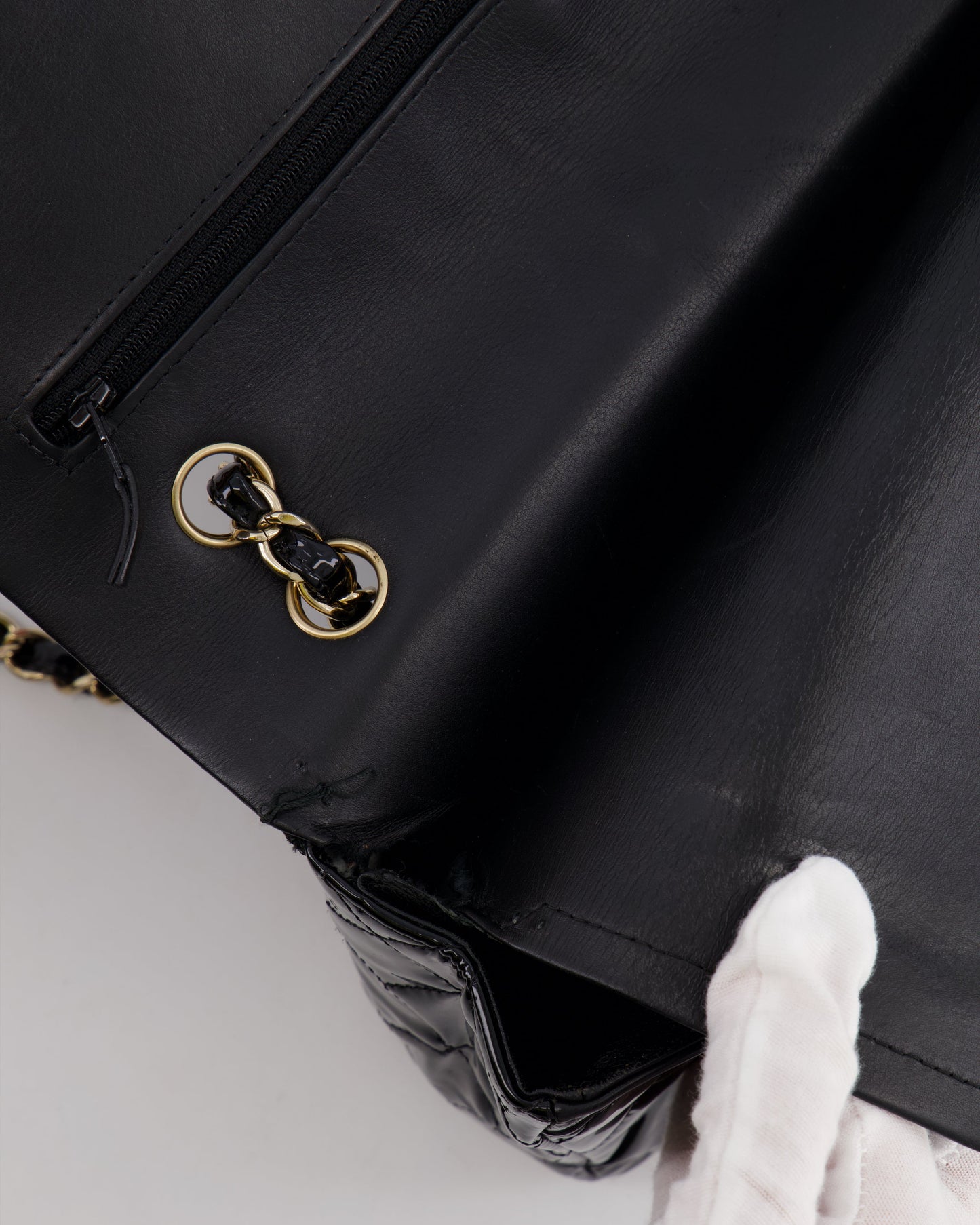 Chanel Black Medium Classic Double Flap Bag in Patent Leather with Gold Hardware