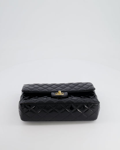 Chanel Black Medium Classic Double Flap Bag in Patent Leather with Gold Hardware