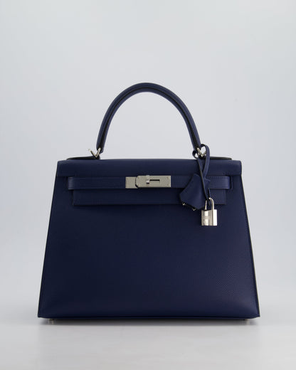Hermès Kelly 28cm Sellier Bag in Blue Navy Epsom Leather with Palladium Hardware