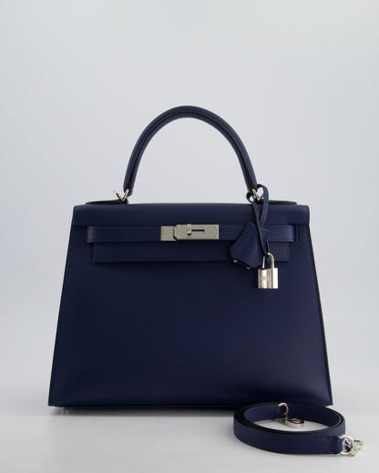 Hermès Kelly 28cm Sellier Bag in Blue Navy Epsom Leather with Palladium Hardware