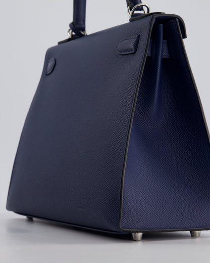 Hermès Kelly 28cm Sellier Bag in Blue Navy Epsom Leather with Palladium Hardware