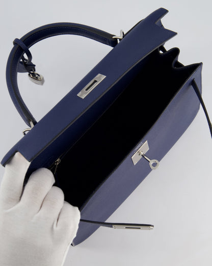 Hermès Kelly 28cm Sellier Bag in Blue Navy Epsom Leather with Palladium Hardware