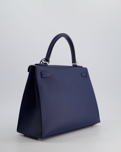 Hermès Kelly 28cm Sellier Bag in Blue Navy Epsom Leather with Palladium Hardware
