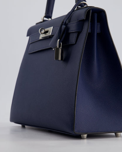 Hermès Kelly 28cm Sellier Bag in Blue Navy Epsom Leather with Palladium Hardware