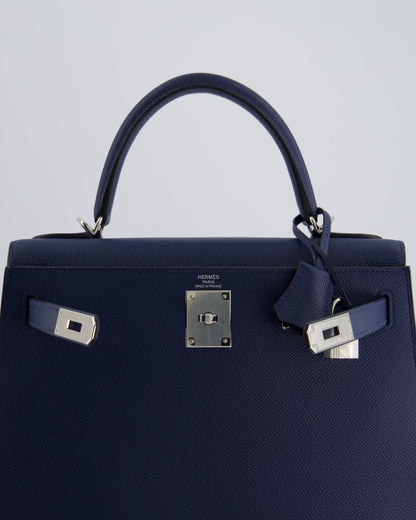 Hermès Kelly 28cm Sellier Bag in Blue Navy Epsom Leather with Palladium Hardware