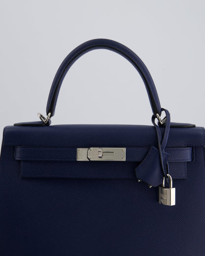 Hermès Kelly 28cm Sellier Bag in Blue Navy Epsom Leather with Palladium Hardware
