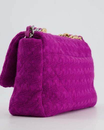 Chanel Magenta Tweed Medium 19 Bag with Mixed Hardware