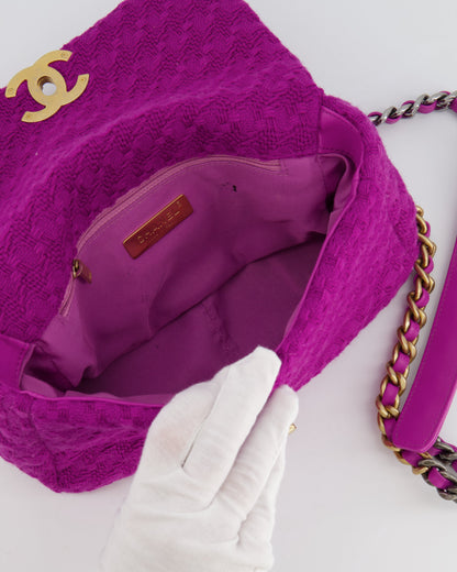 Chanel Magenta Tweed Medium 19 Bag with Mixed Hardware