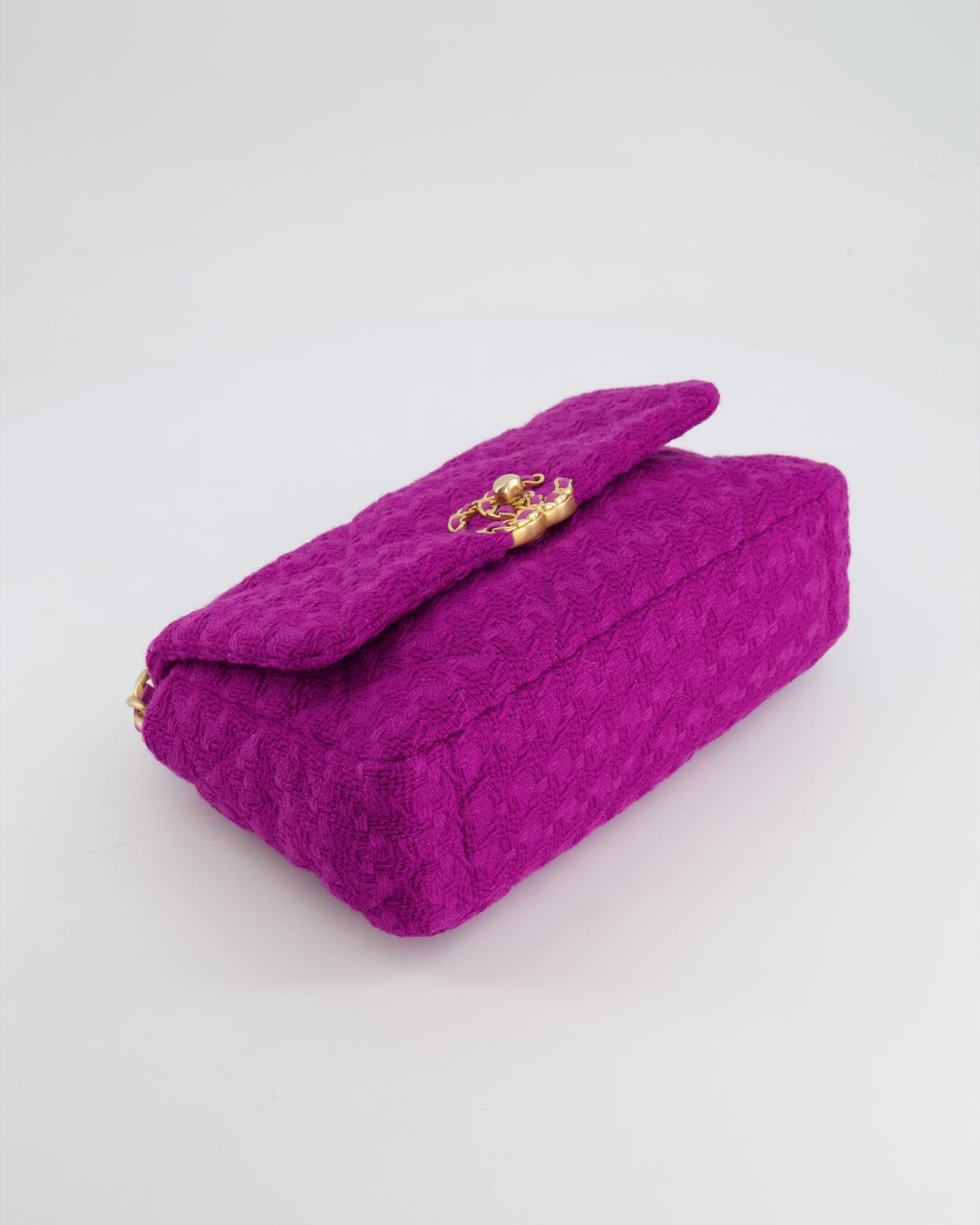 Chanel Magenta Tweed Medium 19 Bag with Mixed Hardware