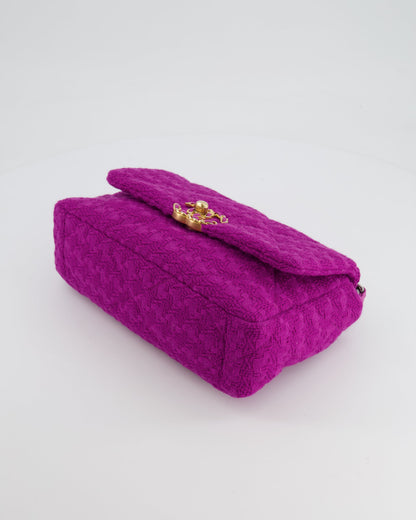 Chanel Magenta Tweed Medium 19 Bag with Mixed Hardware
