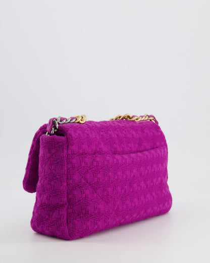 Chanel Magenta Tweed Medium 19 Bag with Mixed Hardware