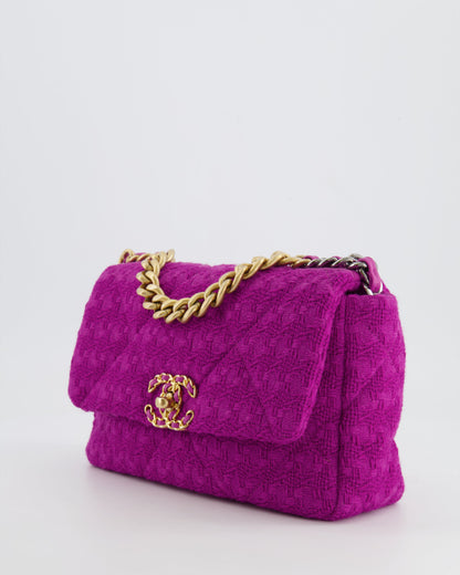 Chanel Magenta Tweed Medium 19 Bag with Mixed Hardware