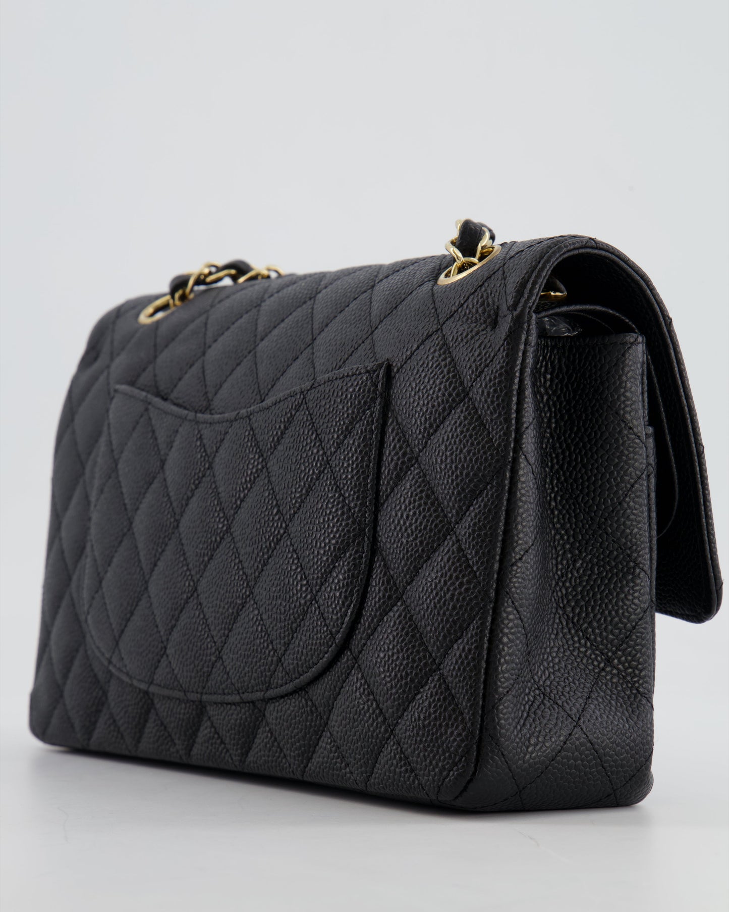 *HOT* Chanel Black Medium Classic Double Flap Bag in Caviar Leather with Gold Hardware