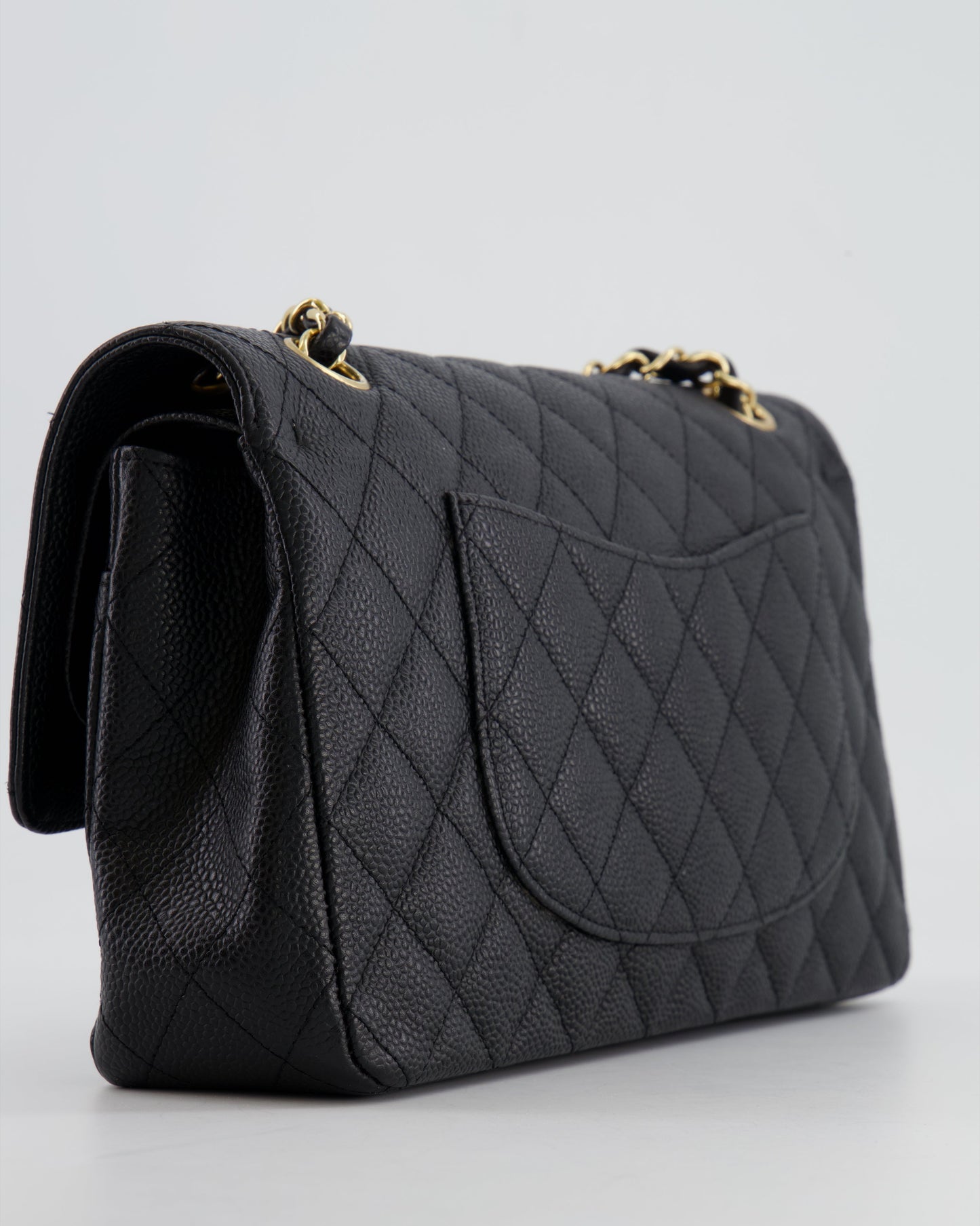 *HOT* Chanel Black Medium Classic Double Flap Bag in Caviar Leather with Gold Hardware