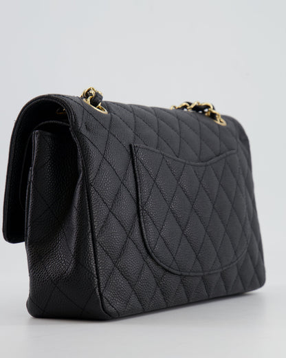 *HOT* Chanel Black Medium Classic Double Flap Bag in Caviar Leather with Gold Hardware
