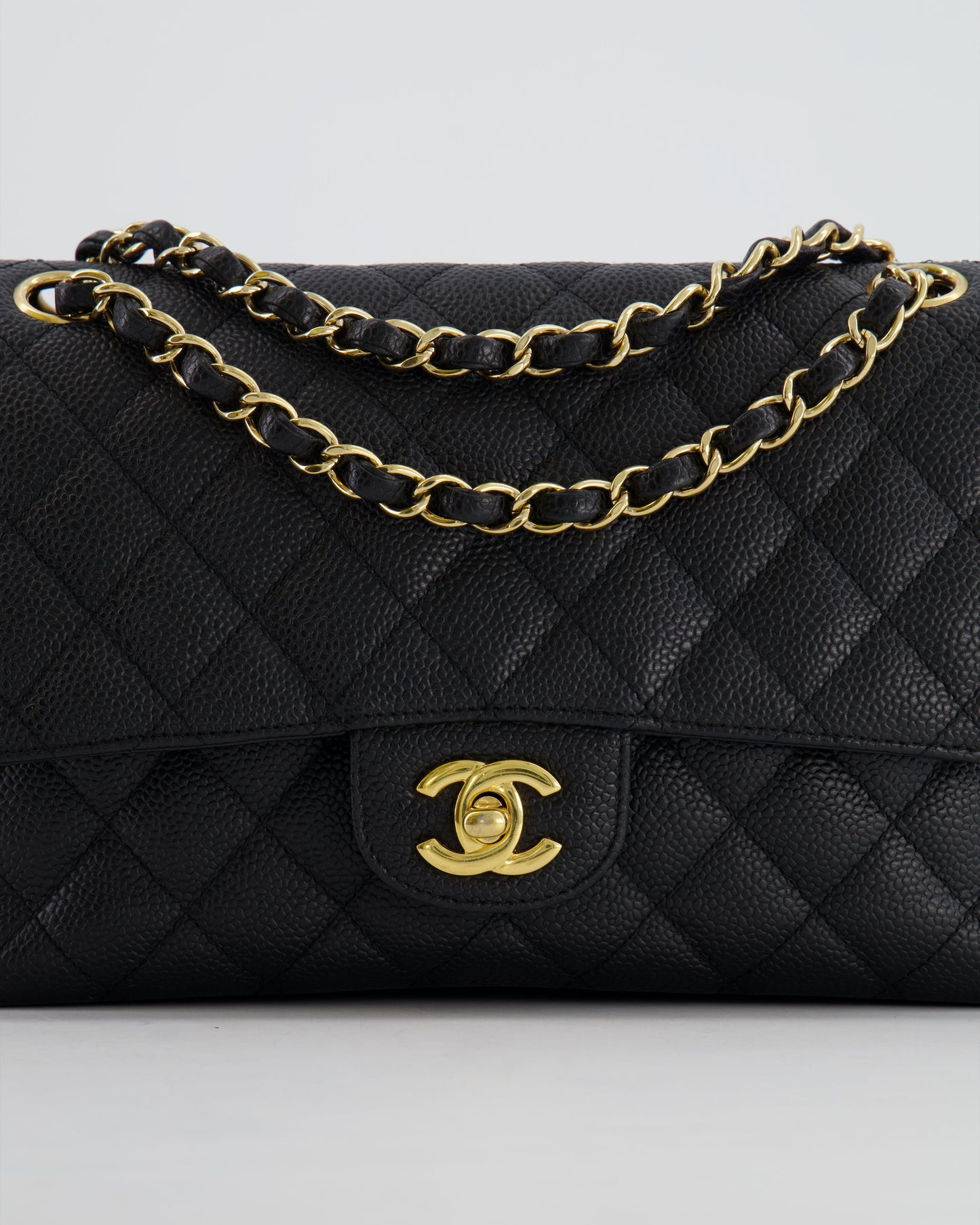 *HOT* Chanel Black Medium Classic Double Flap Bag in Caviar Leather with Gold Hardware