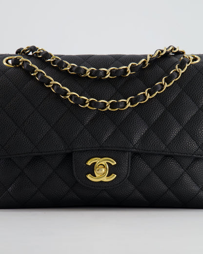*HOT* Chanel Black Medium Classic Double Flap Bag in Caviar Leather with Gold Hardware