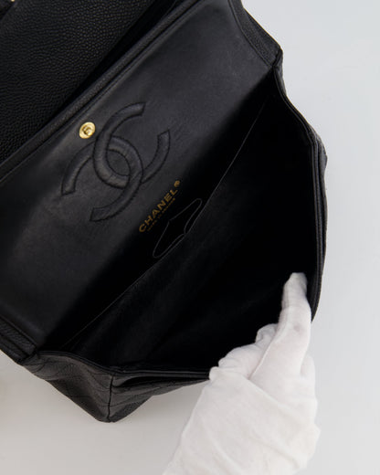*HOT* Chanel Black Medium Classic Double Flap Bag in Caviar Leather with Gold Hardware
