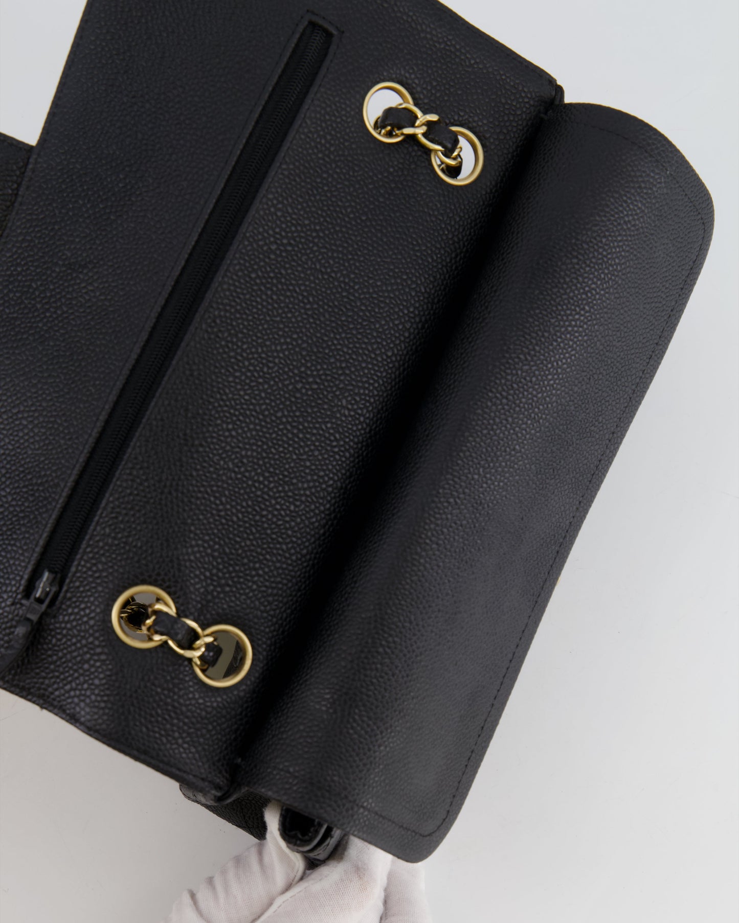 *HOT* Chanel Black Medium Classic Double Flap Bag in Caviar Leather with Gold Hardware