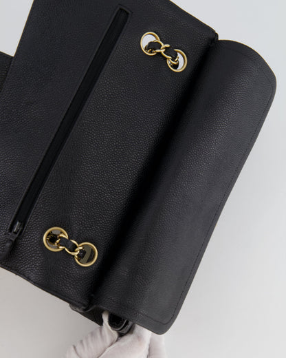 *HOT* Chanel Black Medium Classic Double Flap Bag in Caviar Leather with Gold Hardware