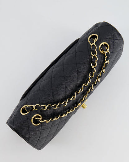 *HOT* Chanel Black Medium Classic Double Flap Bag in Caviar Leather with Gold Hardware