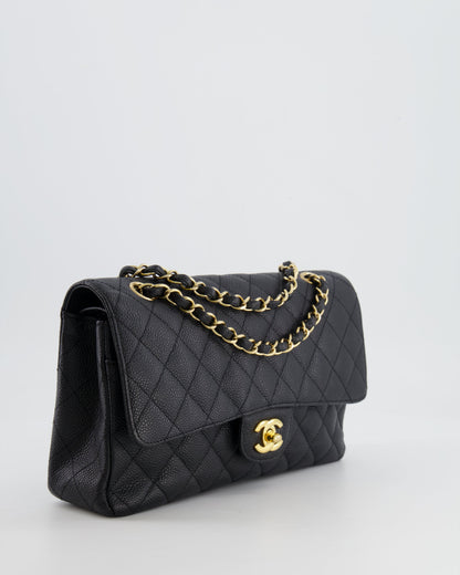 *HOT* Chanel Black Medium Classic Double Flap Bag in Caviar Leather with Gold Hardware