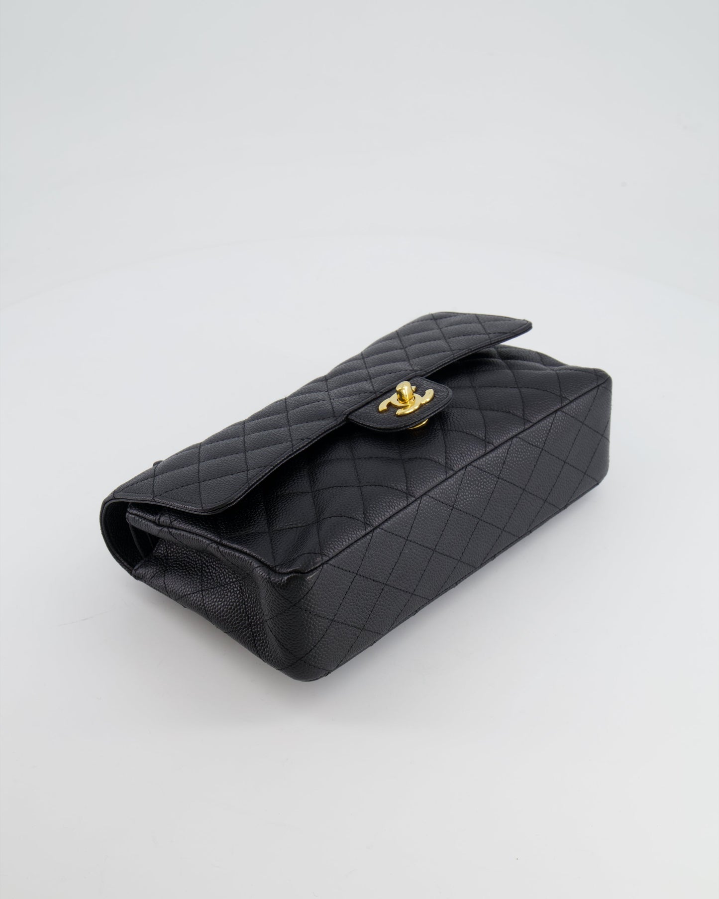 *HOT* Chanel Black Medium Classic Double Flap Bag in Caviar Leather with Gold Hardware