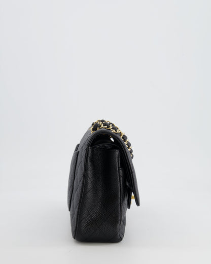 *HOT* Chanel Black Medium Classic Double Flap Bag in Caviar Leather with Gold Hardware