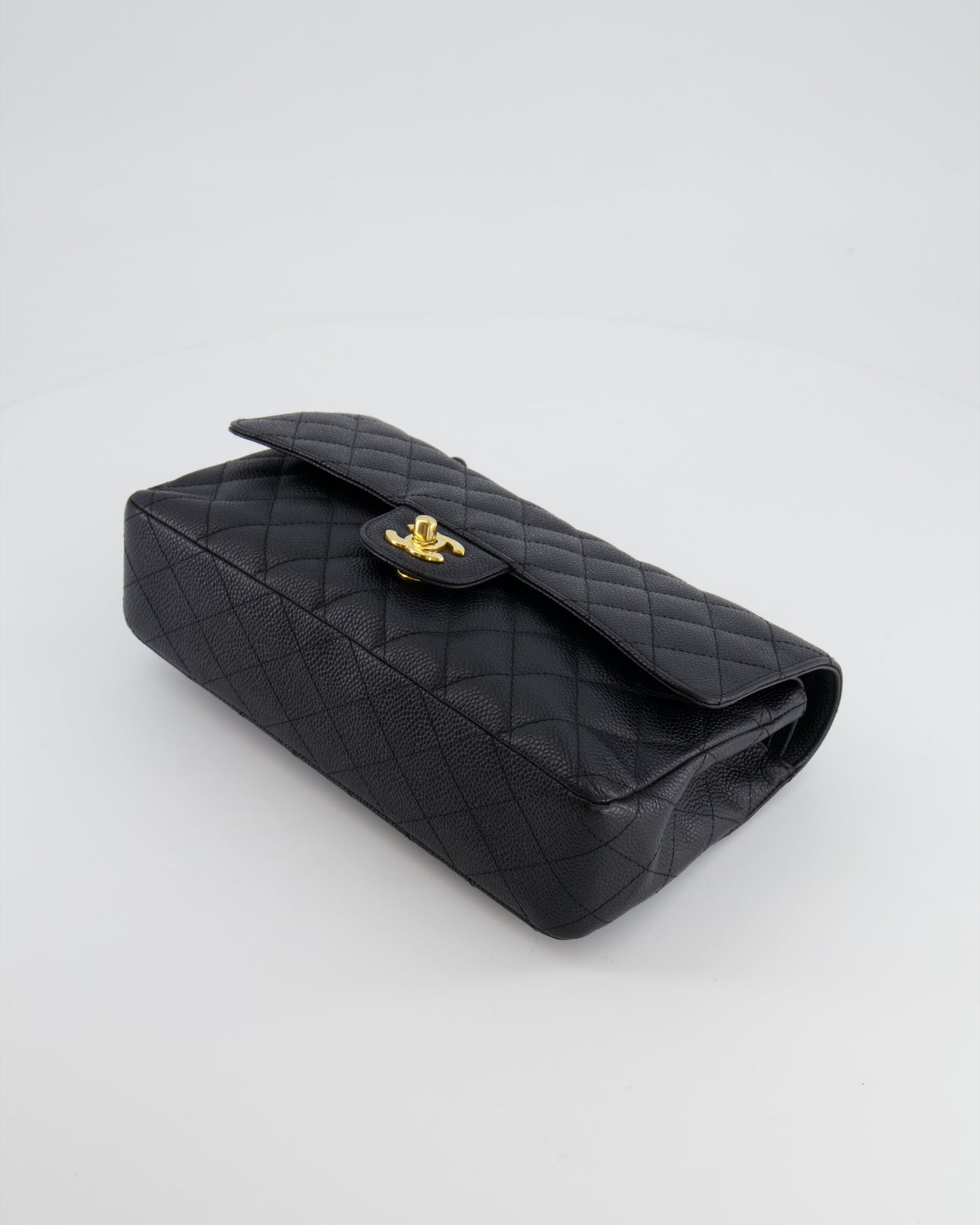*HOT* Chanel Black Medium Classic Double Flap Bag in Caviar Leather with Gold Hardware