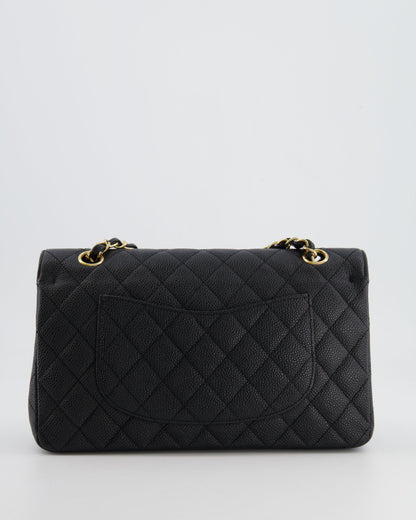*HOT* Chanel Black Medium Classic Double Flap Bag in Caviar Leather with Gold Hardware