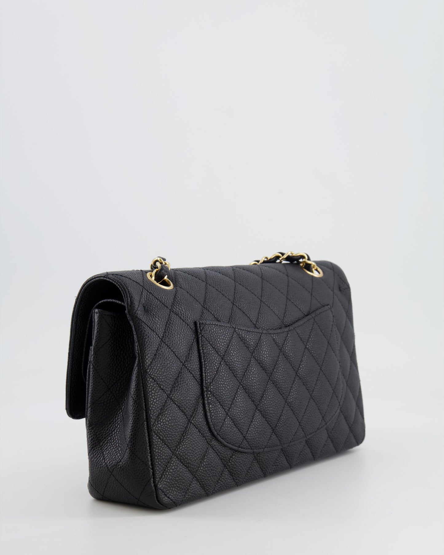*HOT* Chanel Black Medium Classic Double Flap Bag in Caviar Leather with Gold Hardware