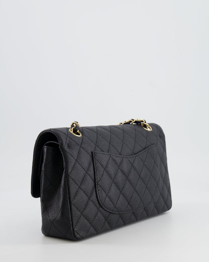 *HOT* Chanel Black Medium Classic Double Flap Bag in Caviar Leather with Gold Hardware
