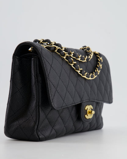 *HOT* Chanel Black Medium Classic Double Flap Bag in Caviar Leather with Gold Hardware