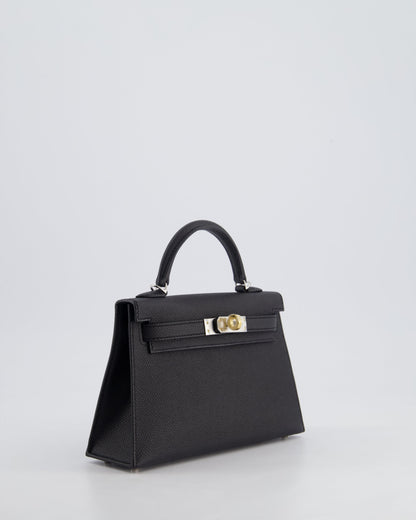 *SUPER RARE* Hermès Mini Kelly II 20cm Bag in Black Epsom Leather with Electrum Hardware