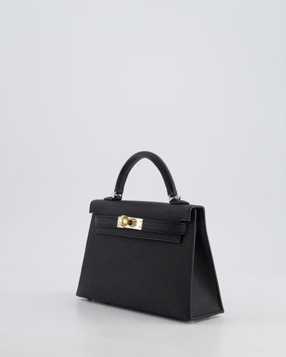 *SUPER RARE* Hermès Mini Kelly II 20cm Bag in Black Epsom Leather with Electrum Hardware