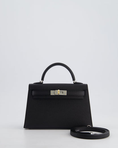 *SUPER RARE* Hermès Mini Kelly II 20cm Bag in Black Epsom Leather with Electrum Hardware