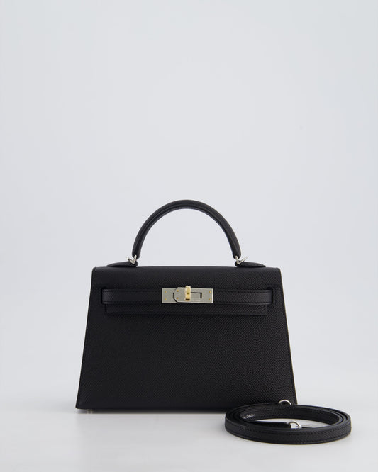 *SUPER RARE* Hermès Mini Kelly II 20cm Bag in Black Epsom Leather with Electrum Hardware